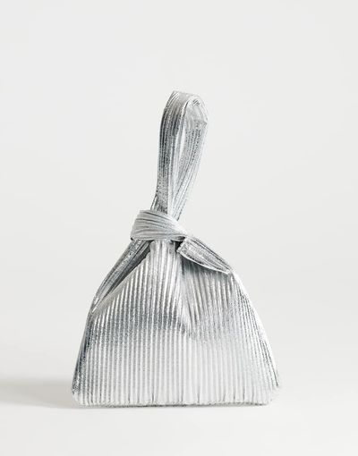 Topshop Topshop Gwyn ribbed grab bag in silver