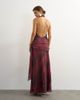 Topshop Topshop halter neck dropped waist tie detail maxi dress in burgundy zebra print-Multi - 3