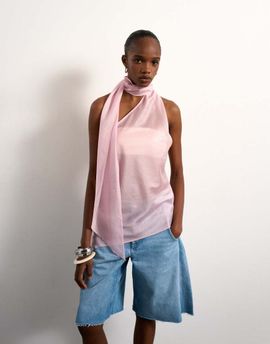Topshop Topshop halter scarf detail top in lilac-Purple