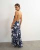 Topshop Topshop halterneck dropped waist tie detail maxi dress in navy mixed dot-Black - 4