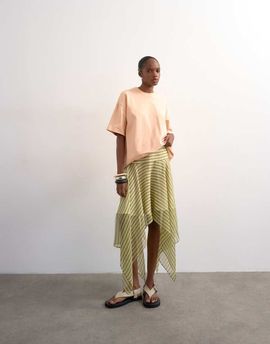 Topshop Topshop handkerchief hem skirt in green stripes