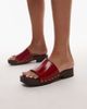 Topshop Topshop Harley premium leather wooden clogs in red - 1