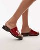 Topshop Topshop Harley premium leather wooden clogs in red - 2