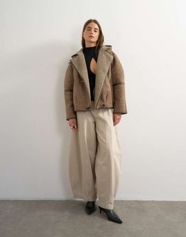 Topshop Topshop Harper baggy barrel jean in winter oat-NEUTRAL