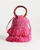 Topshop Topshop Harper small tassel straw grab bag in pink - 1
