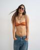 Topshop Topshop Hawaii glitter bandeau bikini top in rust-Orange - 1