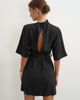 Topshop Topshop heavy crepe asymmetric neck structured shoulder pad mini dress with belt in black-Brown - 4
