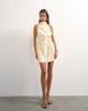 Topshop Topshop heavy crepe high cowl neck mini dress with tie waist in cream-White - 1
