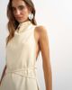 Topshop Topshop heavy crepe high cowl neck mini dress with tie waist in cream-White - 2