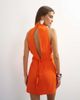 Topshop Topshop heavy crepe high cowl neck mini dress with tie waist in orange-Red - 3