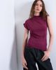 Topshop Topshop high neck asymmetric ruched sides tank top in burgundy-Red - 1