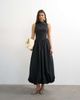 Topshop Topshop high neck asymmetric waist bubble hem midaxi dress in black-Green - 1