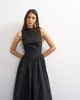 Topshop Topshop high neck asymmetric waist bubble hem midaxi dress in black-Green - 2