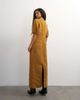 Topshop Topshop high neck maxi dress with puff toggle sleeve in brown woven stripe-NEUTRAL - 2