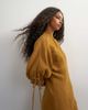 Topshop Topshop high neck maxi dress with puff toggle sleeve in brown woven stripe-NEUTRAL - 4
