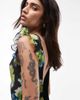 Topshop Topshop high neck open back frill maxi dress in blurred blue floral-Multi - 2