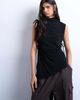 Topshop Topshop high neck ruched channel tunic top in black - 1