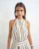 Topshop Topshop high neck sleeveless belt detail top in mono striped print-White - 2