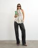 Topshop Topshop high neck sleeveless belt detail top in mono striped print-White - 3