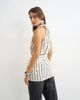 Topshop Topshop high neck sleeveless belt detail top in mono striped print-White - 4
