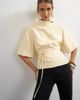 Topshop Topshop high neck tie detail short sleeved top in buttermilk-WHITE - 1