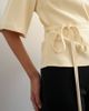 Topshop Topshop high neck tie detail short sleeved top in buttermilk-WHITE - 4