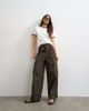 Topshop Topshop high rise barrel leg pants with pleats in brown - 1