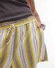 Topshop Topshop high rise linen blend beach shorts in yellow stripes-Multi - 3