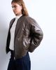 Topshop Topshop high shine padded bomber jacket in chocolate-Brown - 1