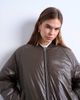 Topshop Topshop high shine padded bomber jacket in chocolate-Brown - 3