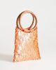 Topshop Topshop Holly sequined clutch purse with wooden handle in coral-pink - 4