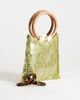 Topshop Topshop Holly sequined clutch purse with wooden handle in lime-Green - 2