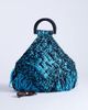 Topshop Topshop Hugo woven straw tassel trim bag in blue & black - 2