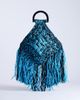 Topshop Topshop Hugo woven straw tassel trim bag in blue & black - 4