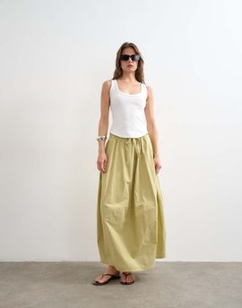 Topshop Topshop hybrid balloon maxi skirt in green-White