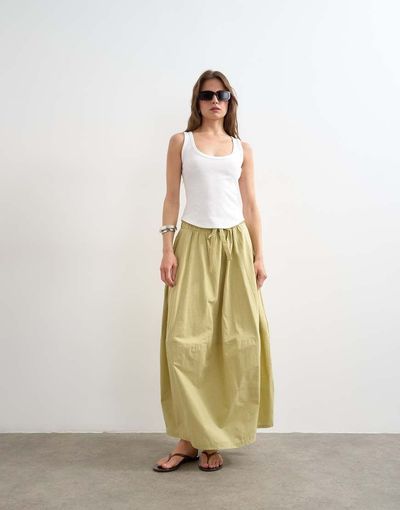 Topshop Topshop hybrid balloon maxi skirt in green-White