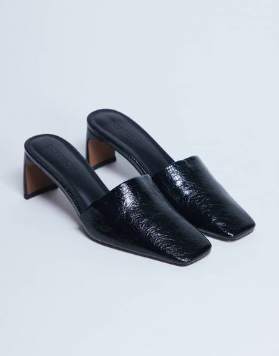 Topshop Topshop Idea patent square toe mules in black