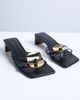 Topshop Topshop Ilaria kitten heeled sandal with metal trim in black - 1