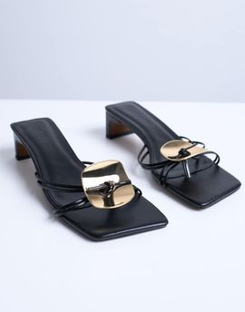 Topshop Topshop Ilaria kitten heeled sandal with metal trim in black