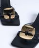 Topshop Topshop Ilaria kitten heeled sandal with metal trim in black - 4