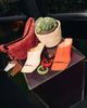 Topshop Topshop Ilya premium real suede open square toe mules in red - 1