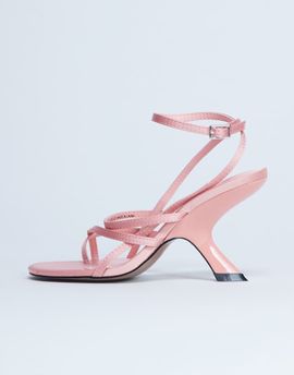 Topshop Topshop Indigo strappy angled heel mules in peach-pink