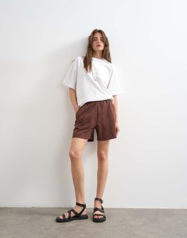 Topshop Topshop interlock sweatshirt fabric shorts in chocolate brown - part of a set
