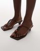 Topshop Topshop Irvin toe thong kitten heel sandals with beads in chocolate-Brown - 1