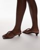 Topshop Topshop Irvin toe thong kitten heel sandals with beads in chocolate-Brown - 4