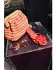 Topshop Topshop Ish kitten heeled sandals with knit flowers in red - 1