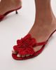 Topshop Topshop Ish kitten heeled sandals with knit flowers in red - 3