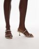 Topshop Topshop Issa embellished mid heel sandals in off white-Brown - 1