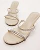 Topshop Topshop Issa embellished mid heel sandals in off white-Brown - 2