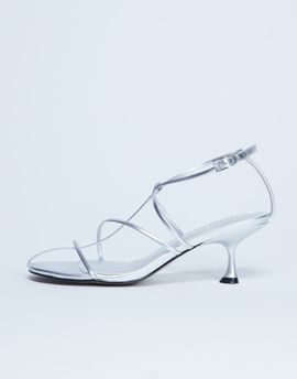Topshop Topshop Itzia strappy mid heel sandals in silver